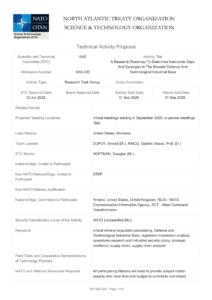 Cover page of the NATO STO SAS-220 Technical Activity Proposal